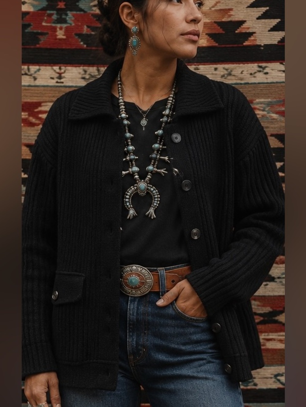 Merino Wool Fisherman Jacket Cardigan
